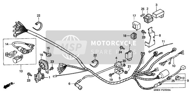 Honda C90 1996 Wire Harness (C90P/T) for a 1996 Honda C90